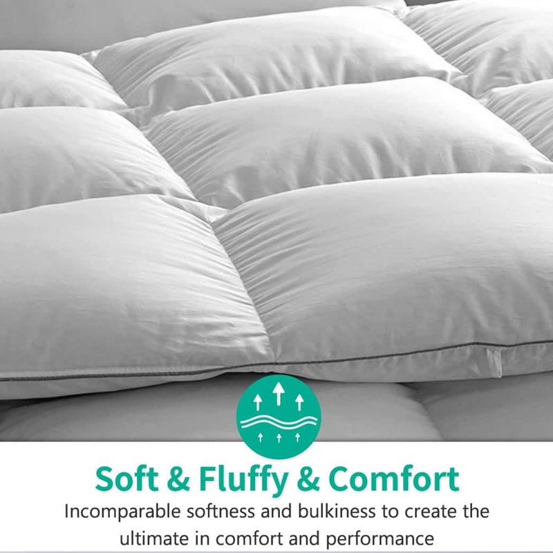APSMILE Queen Size Heavyweight Feathers Down Comforter with Ultra Soft Poly Cotton for Bedding Duvets with Down Comforters, White, 4 of 7