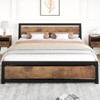 Full/Queen/King Size 14 Inch Metal Bed Frame with Wooden Headboard and Footboard, Underbed Storage - 2 of 4