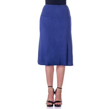24seven Comfort Apparel A Line Elastic Waist Knee Length Skirt