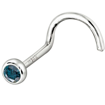 Jewelry Avalanche 22G 14K Gold Bezel-set Blue Diamond Nose Screw Nose Stud