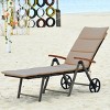 Tangkula Outdoor Rattan Wicker Lounge Chair Folding Patio Chaise w/ Wheels & Cushion - image 4 of 4