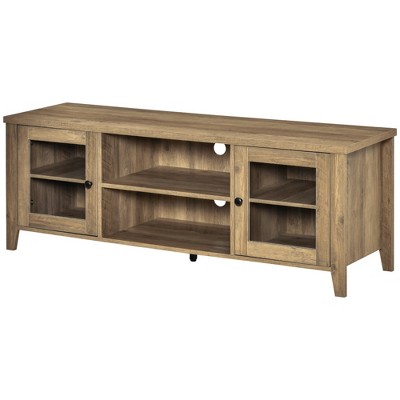 Modern Gray Wash TV Stand with Open Shelves and Cabinets