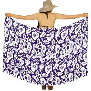 LA LEELA Women's Summer Sarong Bikini Wraps Cover up Wrap Skirt Bathing suit Swimwear Swimsuit Beach Coverup for Women One Size Purple, Floral - 1 of 4