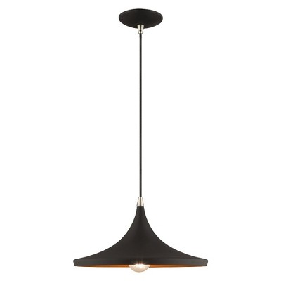 Livex Lighting Metal Shade 1 - Light Chandelier in  Black