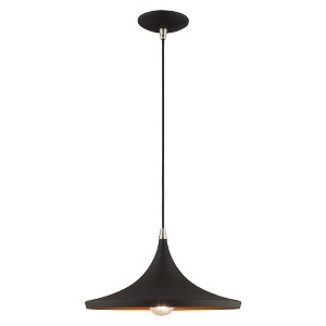 Livex Lighting Metal Shade 1 - Light Chandelier in  Black - 1 of 2