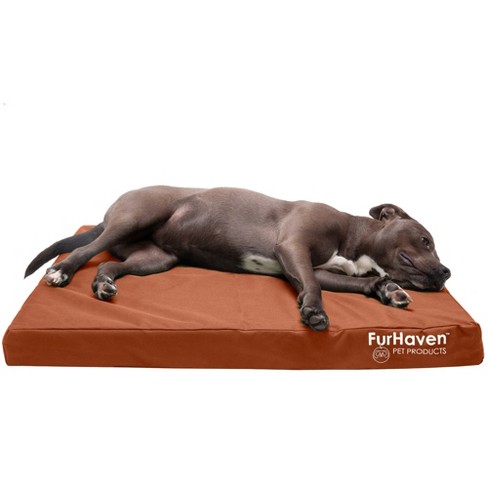 FurHaven Oxford Indoor/Outdoor Deluxe Dog Bed - Orthopedic Foam - Chestnut - Jumbo