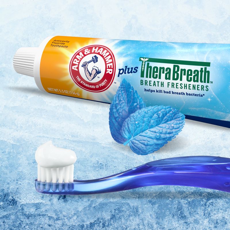 Arm &#38; Hammer Toothpaste Plus TheraBreath Whitening Anticavity - 5.5oz/2pk, 3 of 12