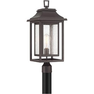 John Timberland Cecile 23 1/4" High Modern Box Lantern Outdoor Post Light Fixture Pole Porch House Weatherproof Brown Bronze Finish Clear Glass Shade - 1 of 4