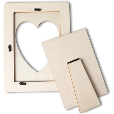 Heart Shaped Unfinished Wood 4x6 Picture Frames, Set of 4