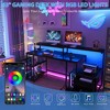 Computer Gaming Desk with File Drawers, 63'' Home Office Desk with Power Outlets & LED Light - 4 of 4