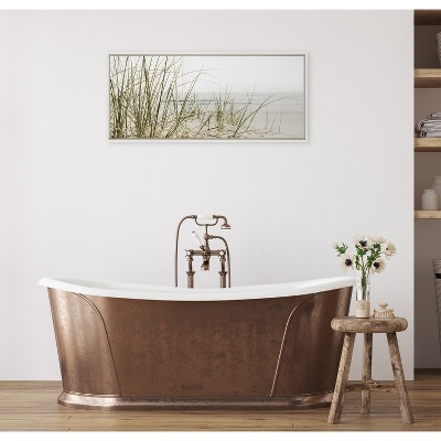 Calming Beach Grass Landscape Canvas Print with White Frame