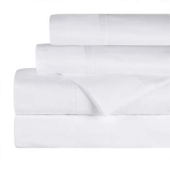 Organic Cotton 300 Thread Count Percale Flat Bed Sheet, Twin Extra Long, White - Blue Nile Mills