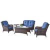 Gymojoy 5 Piece Outdoor Wicker Loveseat Sofa with Patio Chairs with Coffee Table and Side Table - 2 of 4