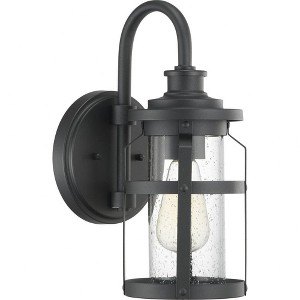 Progress Lighting Haslett 1-Light Outdoor Wall Lantern in Black with Seeded Glass Shade - 1 of 4