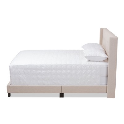 Lisette Beige Upholstered Queen Bed with Tufted Headboard