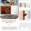 TIRAMISUBEST Modern Sideboard Buffet Cabinet Marble Sticker Tabletop and Amber-yellow Tempered Glass Doors with Gold Metal Legs & Handles - 4 of 4
