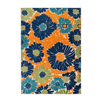  Water Resistant Modern 5x7 Indoor Outdoor Patio Rug, Floral  Outdoor Rugs for Patios, Deck, Porch, Entryway, Outside Area Rug