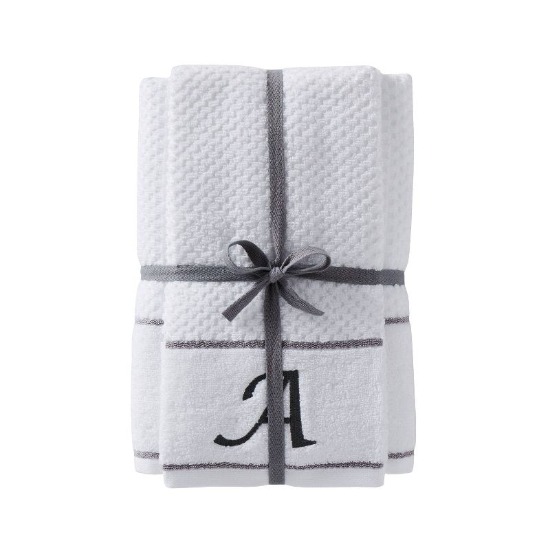 4pc Monogram Bath/Hand Towel Set White - SKL Home, 3 of 8