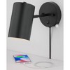 360 Lighting Carla Modern Wall Lamps Set of 2 Black Plug-in 5" Light Fixture with USB Charging Port Cylinder Metal Shade for Bedroom Living Room - image 3 of 4