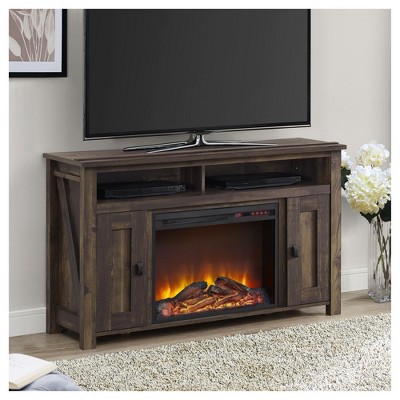 Rustic Brown Electric Fireplace TV Console with Cabinets