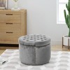 Lyngins Velvet Round Ottoman, Studded Rim Ottoman Bench, Foot Stool & Extra Seating (Sturdy Wooden Frame for Living Room, Bedroom) - 2 of 4