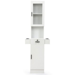 Infurnic Utility Storage Cabinets Elegant Barber Station with Sturdy Wood Equipment Suitable for Hair Salons, White, 23.22"*15.75"*66.93" - 1 of 4