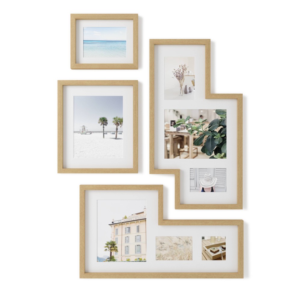 Photos - Photo Frame / Album Umbra 27.25" x 15.13" Set of 4 Mingle Gallery PD Multiple Image Frame Light Brown: Modern Wall Decor, Plastic Glazing, Sawto 