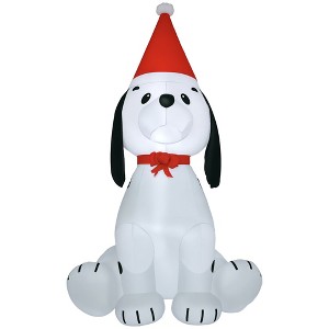 Aghana Digitals 6ft LED Lighted Inflatable Puppy in Santa Hat - Outdoor Christmas Yard Decor with - 1 of 4