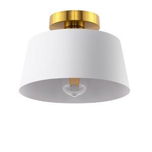 DORESshop 9.8 in. 1-Light White Bowl Semi-Flush Mount for Foyer, Kitchen, E26 Base, No Bulbs Included (2-Pack) - 1 of 4