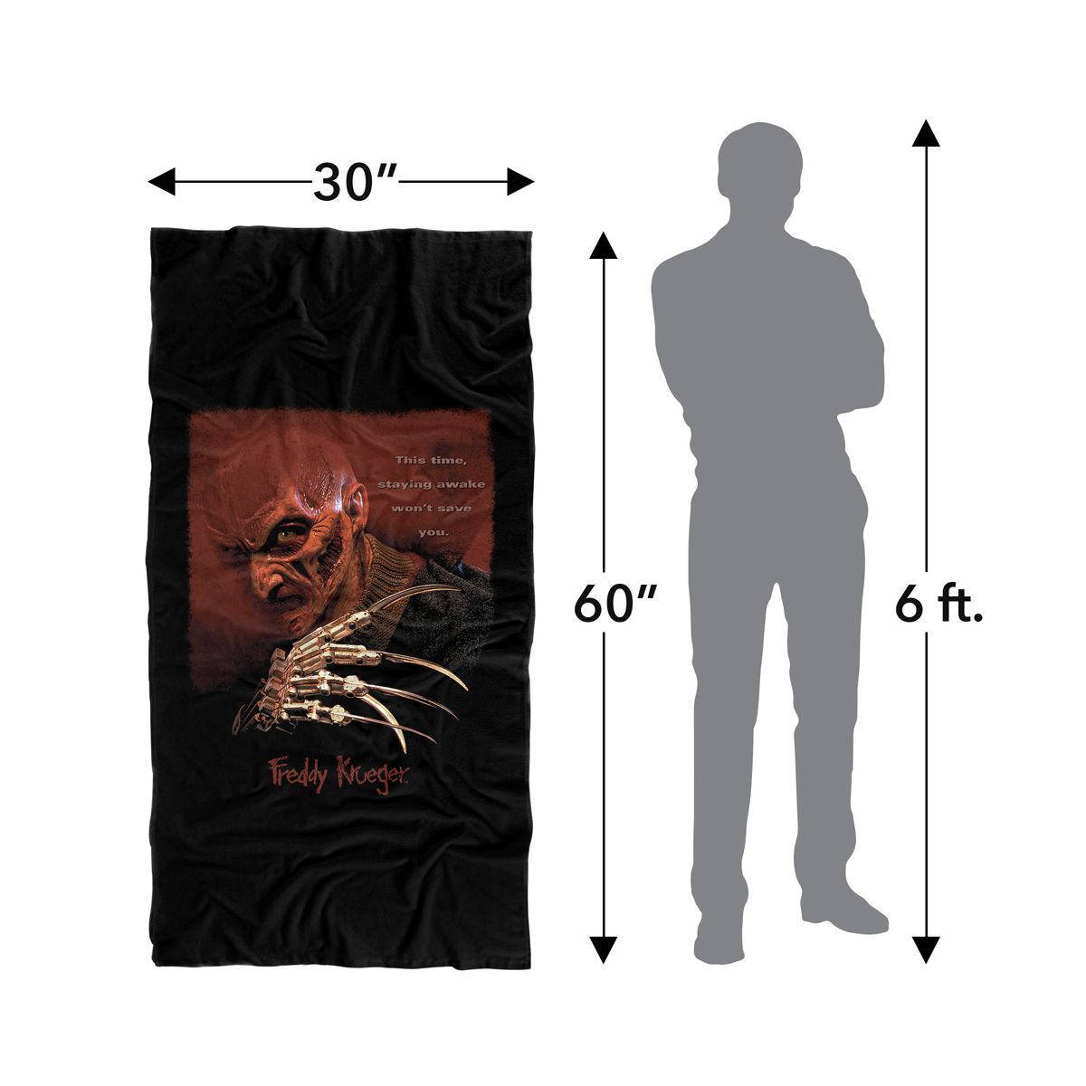 A Nightmare On Elm Street Freddy Krueger Large Face 30" x 60" Beach Towel - thumbnail 5