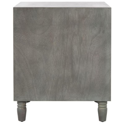 French Grey Elm Wood 2-Drawer Nightstand