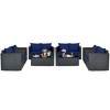 Costway 8 PCS Patio Rattan Furniture Set Cushioned Sofa Chair Coffee Table Blue - 2 of 4