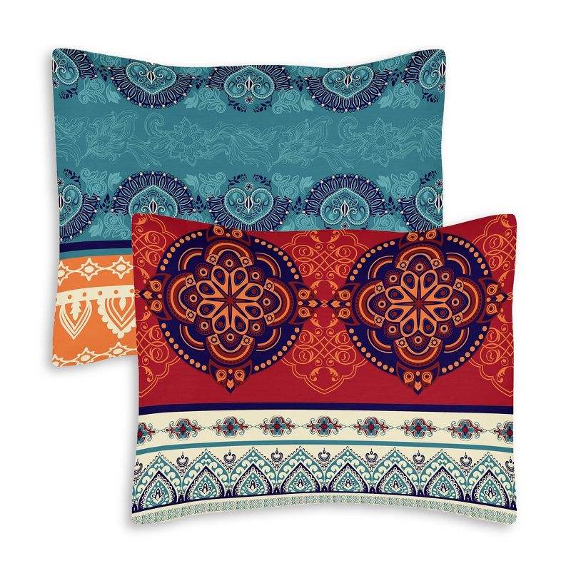 Sweet Jojo Designs Throw Pillow Covers Red Boho Blue Orange 2pc, 1 of 5