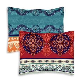Sweet Jojo Designs Throw Pillow Covers Red Boho Blue Orange 2pc