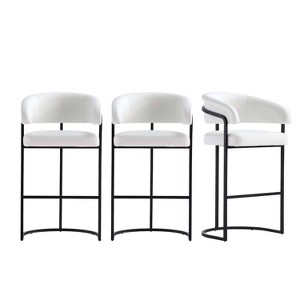Manhattan Comfort Set of 3 Augusta Modern Leatherette Upholstered Barstools - 1 of 4