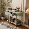 PAGED Vintage Narrow Console Table with Drawer & Open Shelf, Coastal Farmhouse Entryway Sofa Table with Curved Corner, Retro Entryway Table - 2 of 4