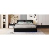 Okak Full Platform Bed Frame with Upholstered Modern LED Light Faux Leather Bed Strong Wood Slats No Box Spring Needed Easy Assembly, Black - 2 of 4