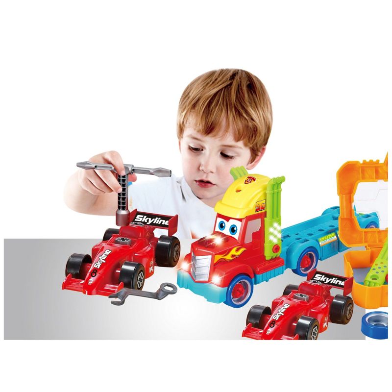 Insten Build Your Own Race Car with Carrier Truck Tool Box, Take-A-Part Toy With Lights & Sounds, 4 of 6