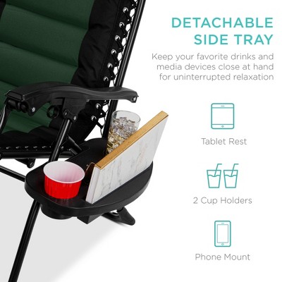 Oversized Black and Forest Green Padded Zero Gravity Recliner with Tray