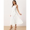 Allegra K Women's Sleeveless Halter Neck Belted A-Line Cocktail Pleated Maxi Sundresses - 2 of 4