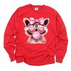 Valentine Raccoon With Bubblegum - Women's Garment Dyed Long Sleeve Graphic T-Shirt - 2 of 4