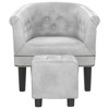 vidaXL Tub Chair with Footstool - Silver Faux Leather Design - Ideal for Living Room, Bedroom, or Office - 3 of 4