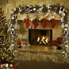 6ft Pre-Lit Christmas Garland with 20 Warm White LEDs, Flower & Bow Decor for Indoor/Outdoor Front Door and Mantle - 2 of 4