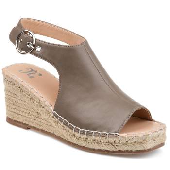 Journee Collection Womens Aretha Tru Comfort Foam Back Heel Zip Peep Toe  Wedge Sandals, 12 Taupew : Target