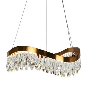 LNC Broderick 1-Lights 25.3"  Luxury and Glam Empire Crystal Integrated LED Chandelier, Gold - 1 of 4