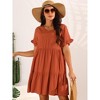 Seta T Women's V Neck Ruffle Short Sleeve Tiered A-Line Flowy Beach Babydoll Dress with Pockets - 3 of 4