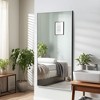 Neutypechic Wood Frame Arched Top with Carving Bottom with Rattan Full Length Mirror Large Wall Mirror - 3 of 4