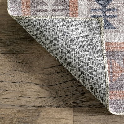 Leighton Light Orange Southwestern Washable Synthetic Area Rug