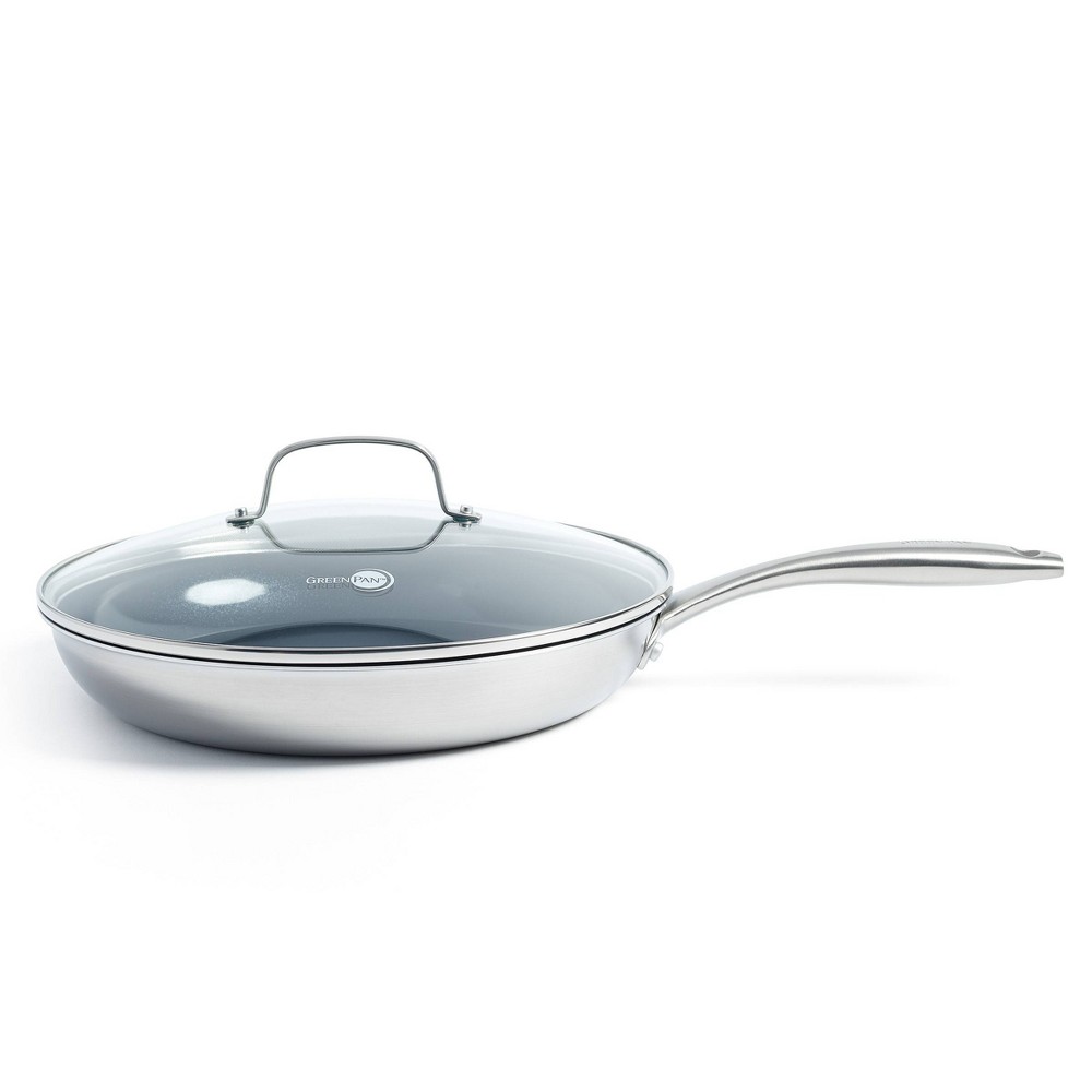 GreenPan Greenwich 12 Ceramic Stainless Steel Frypan with Lid