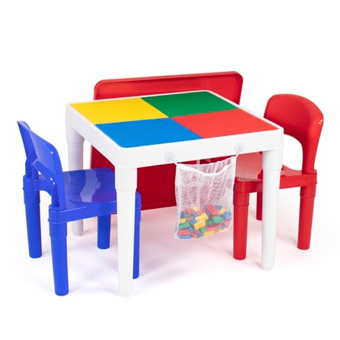 3pc 2 In 1 Square Activity Kids Table With 2 Chairs Blue red Humble Crew Toddler Furniture For Playroom Plastic Set Target